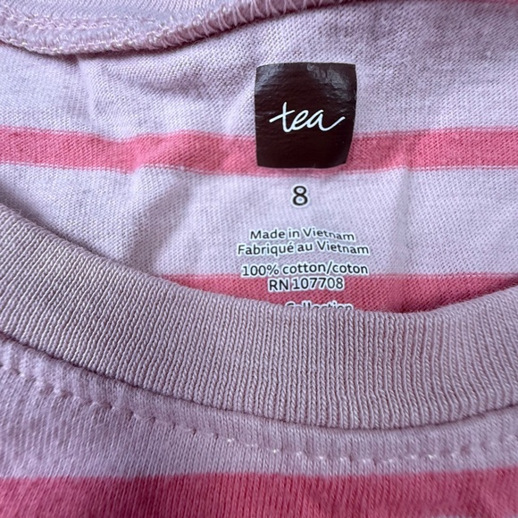 Tea Collection Girls Pink Striped Lightweight Long Sleeve Dress Size 8, Ruffle - Picture 3 of 8